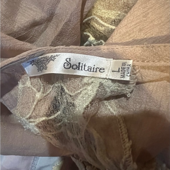 Solitaire Linen Blouse Tunic Beige Tan Large - Picture 4 of 11